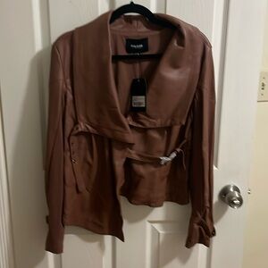 Ookie & Lala faux brown leather moto jacket